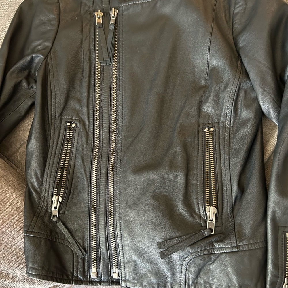 Joie Leather Moto Jacket Black Size Medium